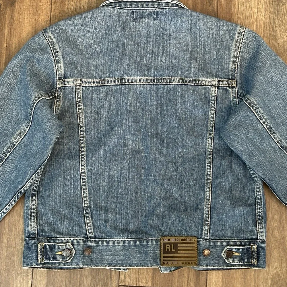 Polo Jeans Co Ralph Lauren Denim Jacket - Kids XL Fits Women's XS Y2K Trucker - Picture 5 of 13